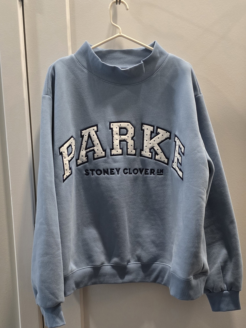 Parke Stoney Clover Lane Blue Fleece Mockneck Sweatshirt L/XL